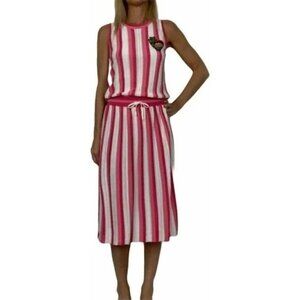 Moschino Love Moschino Pink Striped Knit Midi Dress 38 US 2